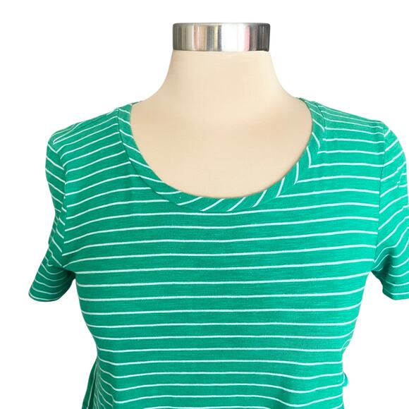 By Anthropogie Kelly Green White Stripe T-shirt Ruffled Back Sz SMALL Preppy - Picture 5 of 8
